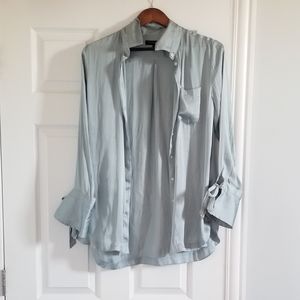 Silky tie sleeve top